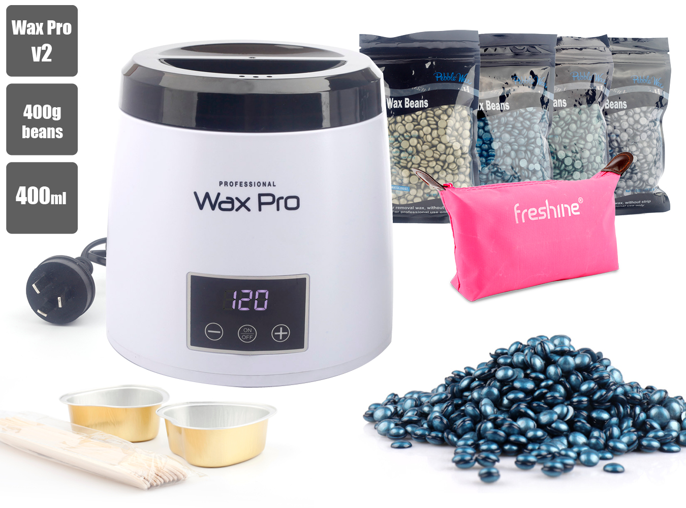 Pro Digital Wax Pot Heater 400g Wax Beads Kit Waxing Warmer Wax Beans
