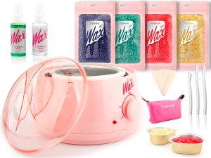 Pro Wax Pot Heater Waxing Kit Warmer 400g Hard Wax Beads Spray Kit Hair Removal Pink