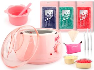 Pro Wax Pot Heater Waxing Kit Warmer Silicone Liner Hard Wax Beans Hair Removal Pink
